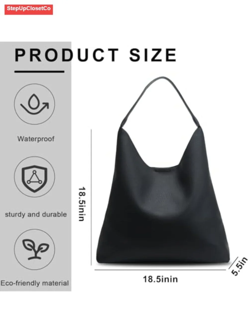 Women's Soft Faux Leather Hobo Tote Shoulder Bag High-Capacity Slouchy Purse